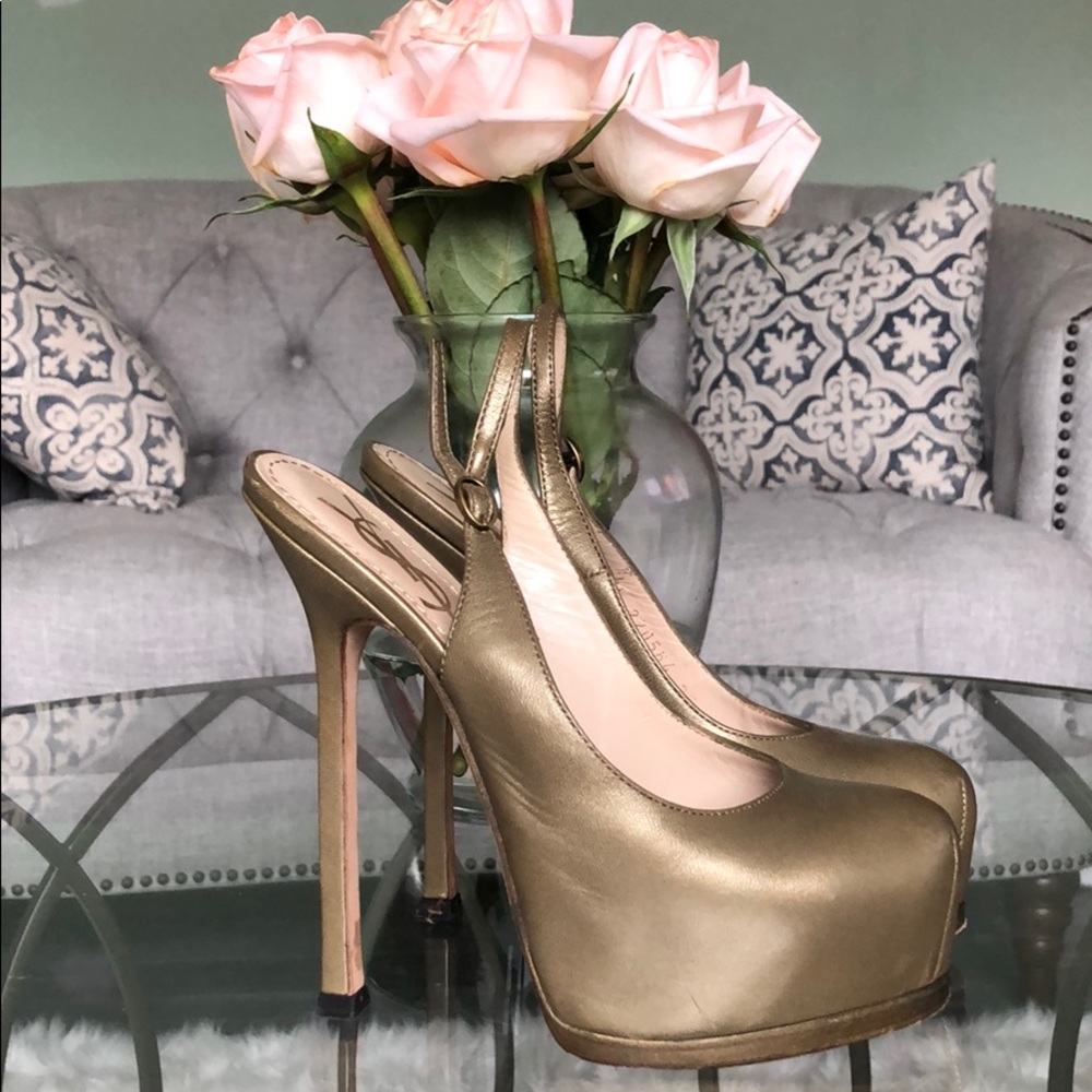 100% Authentic YSL Slingback Platform Pumps